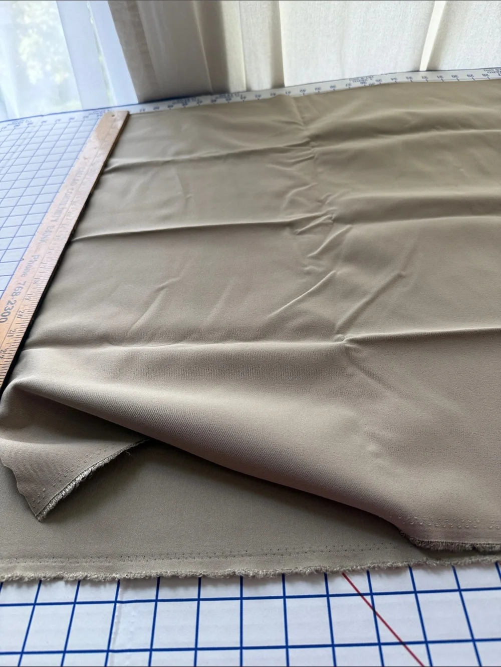 Khaki Stretch Twill Suiting Fabric 1⅓ Yards x 58” Tan Pants Skirt Jacket Apparel